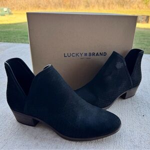 Lucky Brand Women's Textured Black Ankle Booties